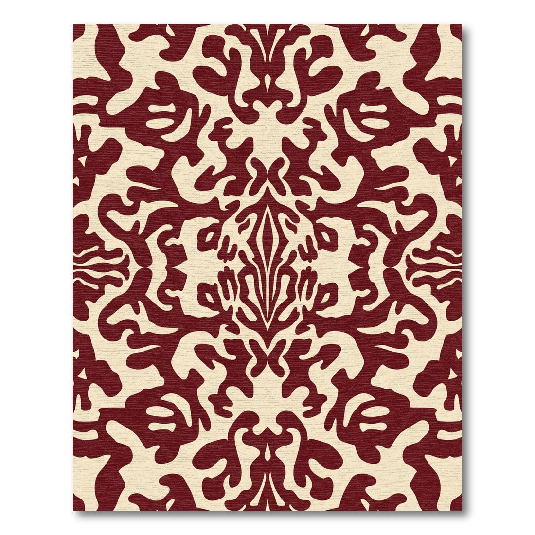 Deep Red Baroque Swirl Rug