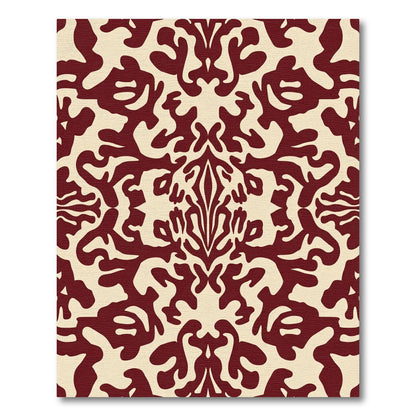 Deep Red Baroque Swirl Rug