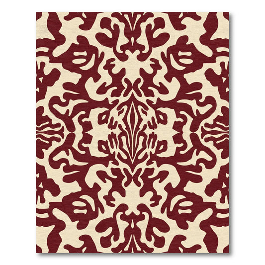 Deep Red Baroque Swirl Rug