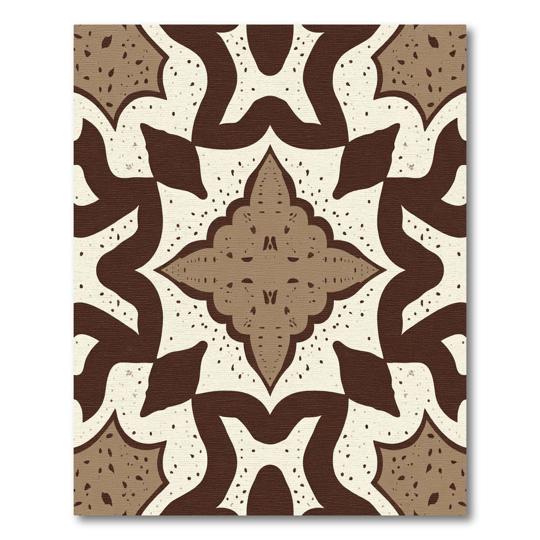 Cream Brown Interlocking Medallion Floral Rug