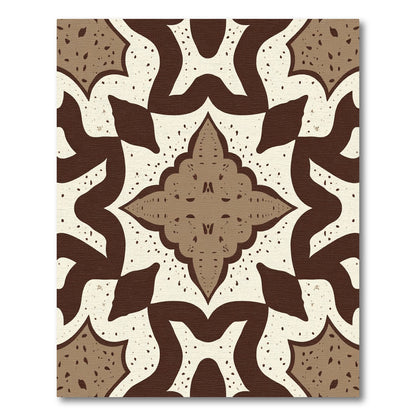 Cream Brown Interlocking Medallion Floral Rug