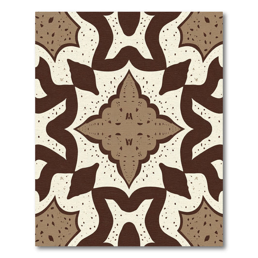 Cream Brown Interlocking Medallion Floral Rug