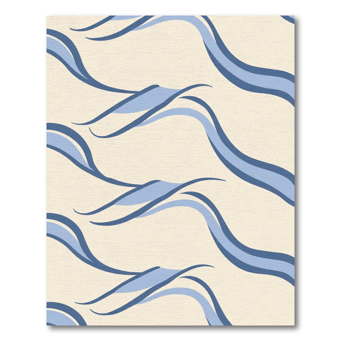 Cream and Blue Serpentine Swirls Rug
