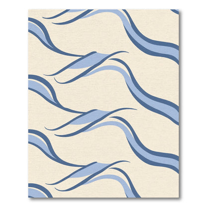 Cream and Blue Serpentine Swirls Rug