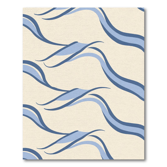 Cream and Blue Serpentine Swirls Rug