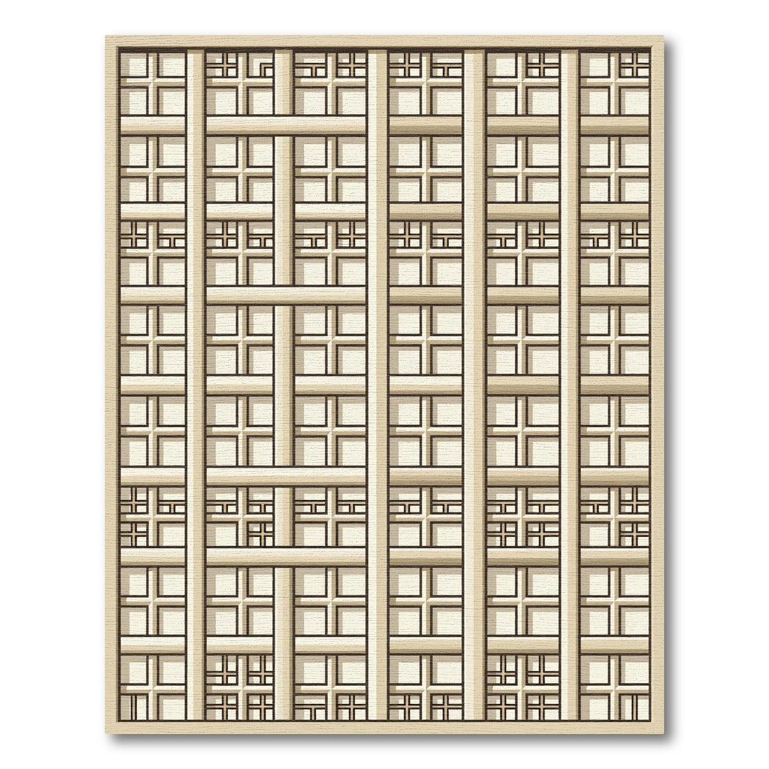 Geometric Ivory Lattice Composition Rug