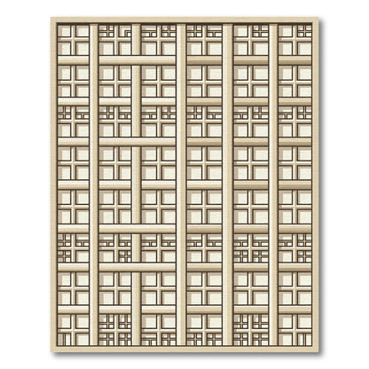 Geometric Ivory Lattice Composition Rug