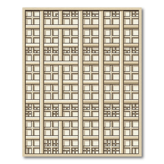Geometric Ivory Lattice Composition Rug