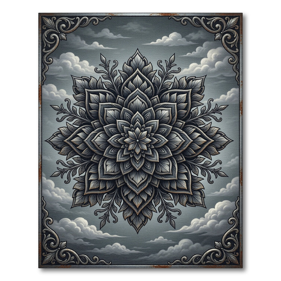 Ethereal Shadow Floral Mandala Medallion Rug