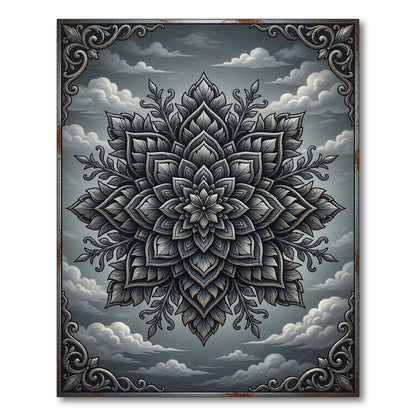 Ethereal Shadow Floral Mandala Medallion Rug