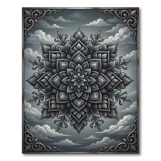 Ethereal Shadow Floral Mandala Medallion Rug