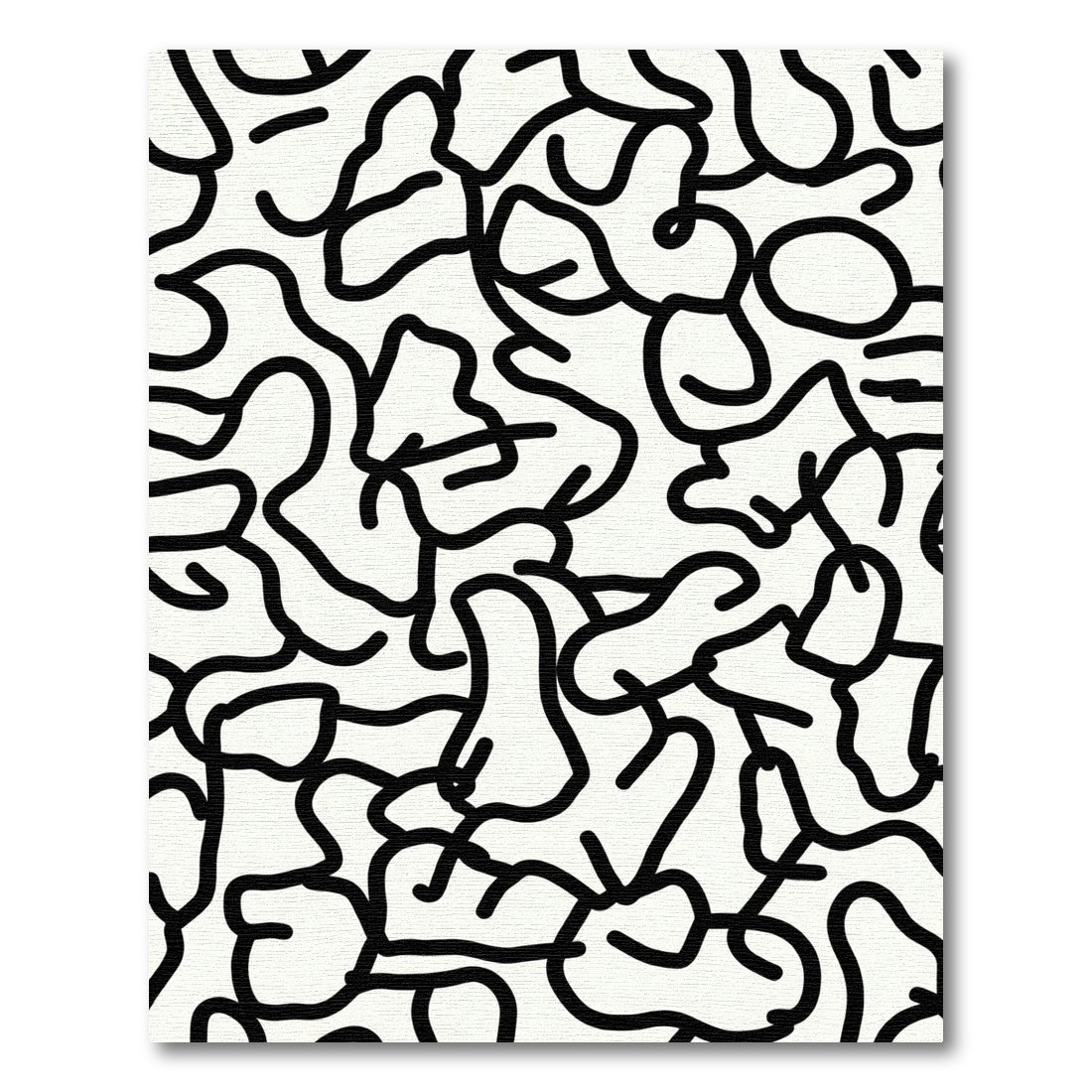 Black White Abstract Organic Lines Rug