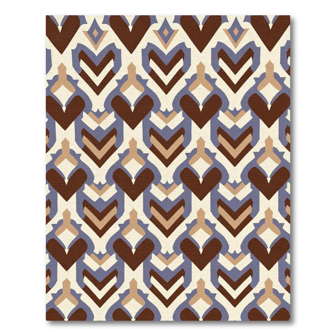 Brown Blue Cream Art Deco Overlay Rug