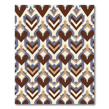 Brown Blue Cream Art Deco Overlay Rug