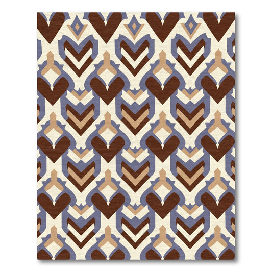 Brown Blue Cream Art Deco Overlay Rug