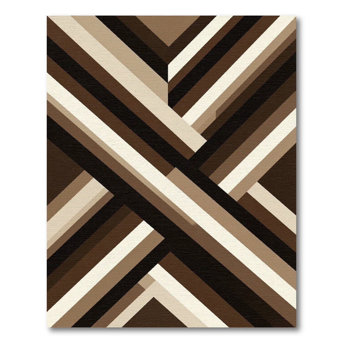 Modern Brown Geometric Intersecting Striped Rug