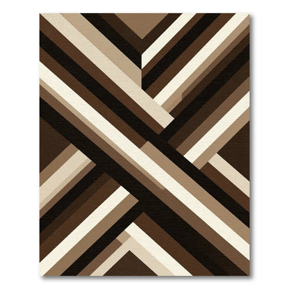 Modern Brown Geometric Intersecting Striped Rug