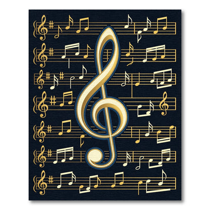 Elegant Golden Musical Treble Clef Rug