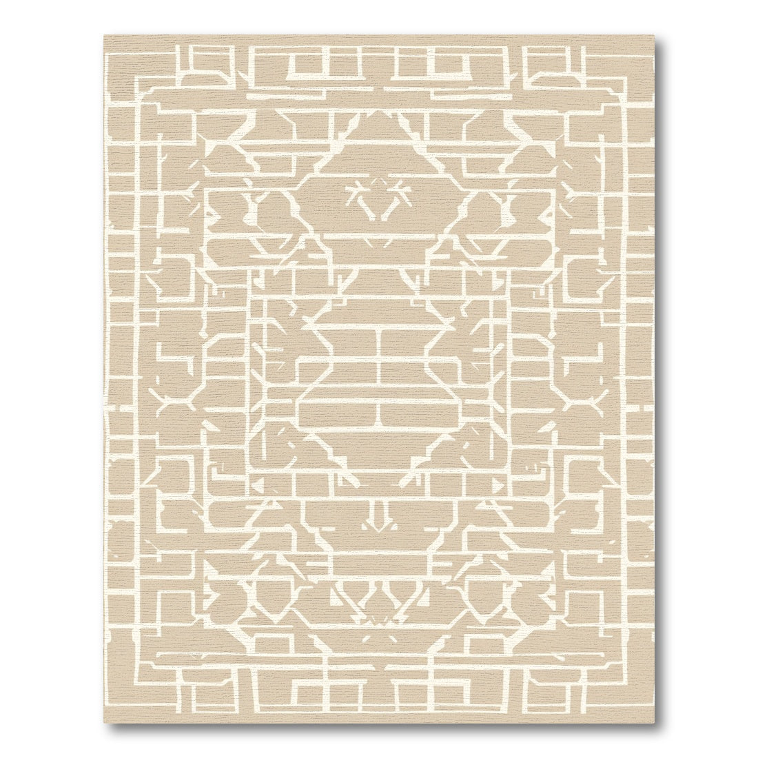Geometric Abstract Beige Ivory Lines Rug