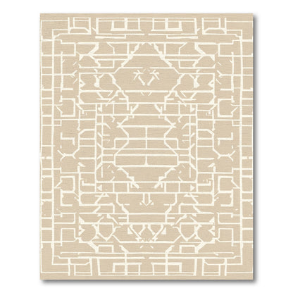 Geometric Abstract Beige Ivory Lines Rug