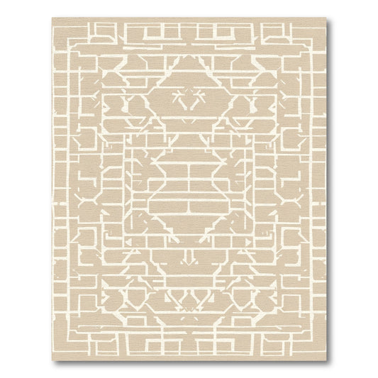 Geometric Abstract Beige Ivory Lines Rug