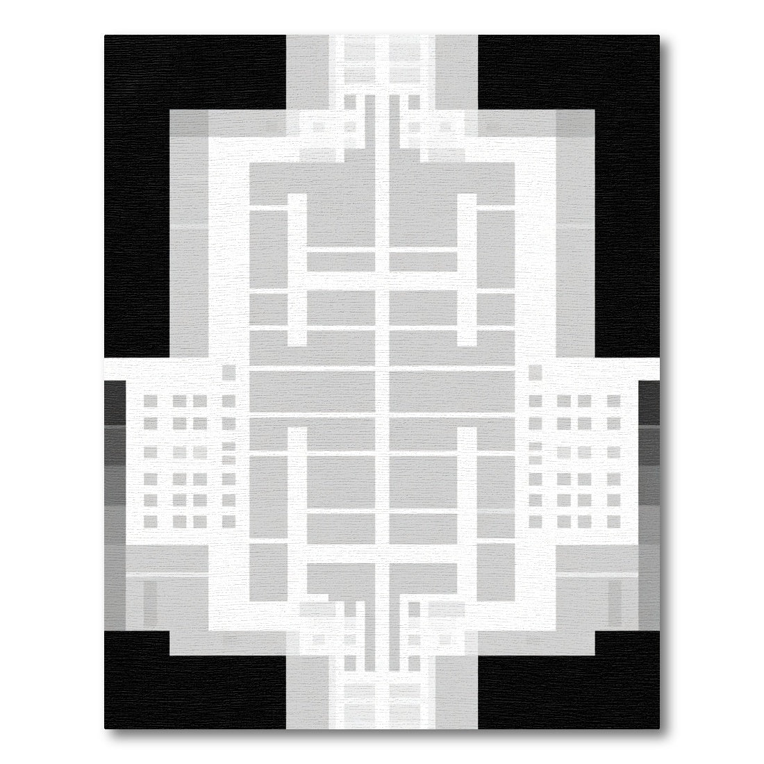 Monochrome Geometric Arch Building Rug