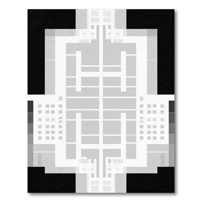 Monochrome Geometric Arch Building Rug