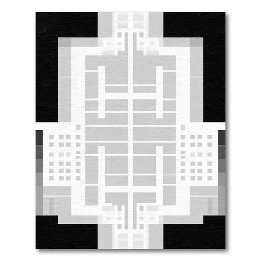 Monochrome Geometric Arch Building Rug