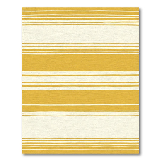 Yellow and White Horizontal Stripe Rug