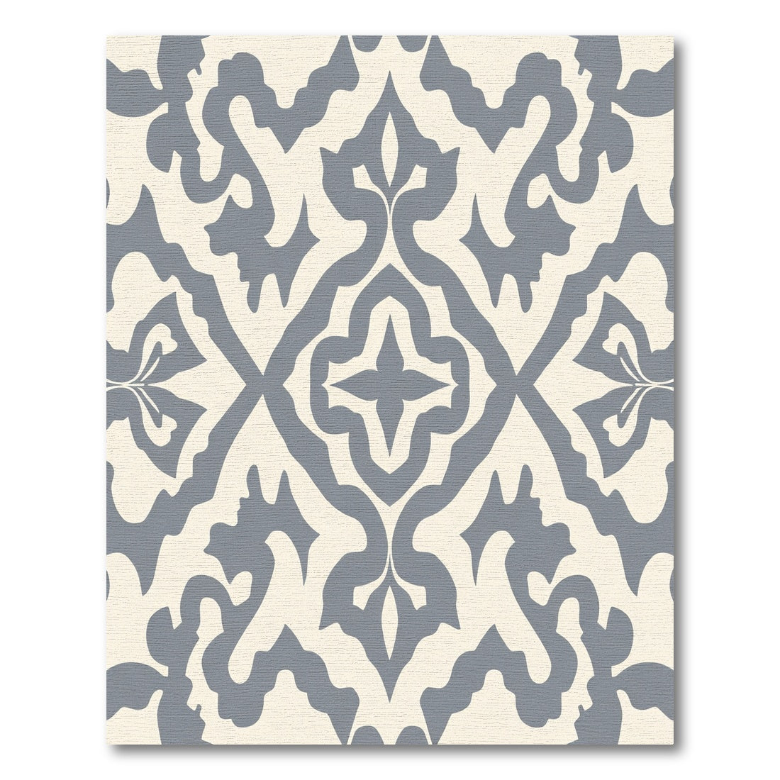 Grey Cream damask ornamental arrangement Rug