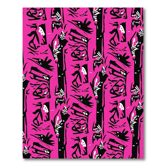 Bold Pink Black Abstract Figures Rug