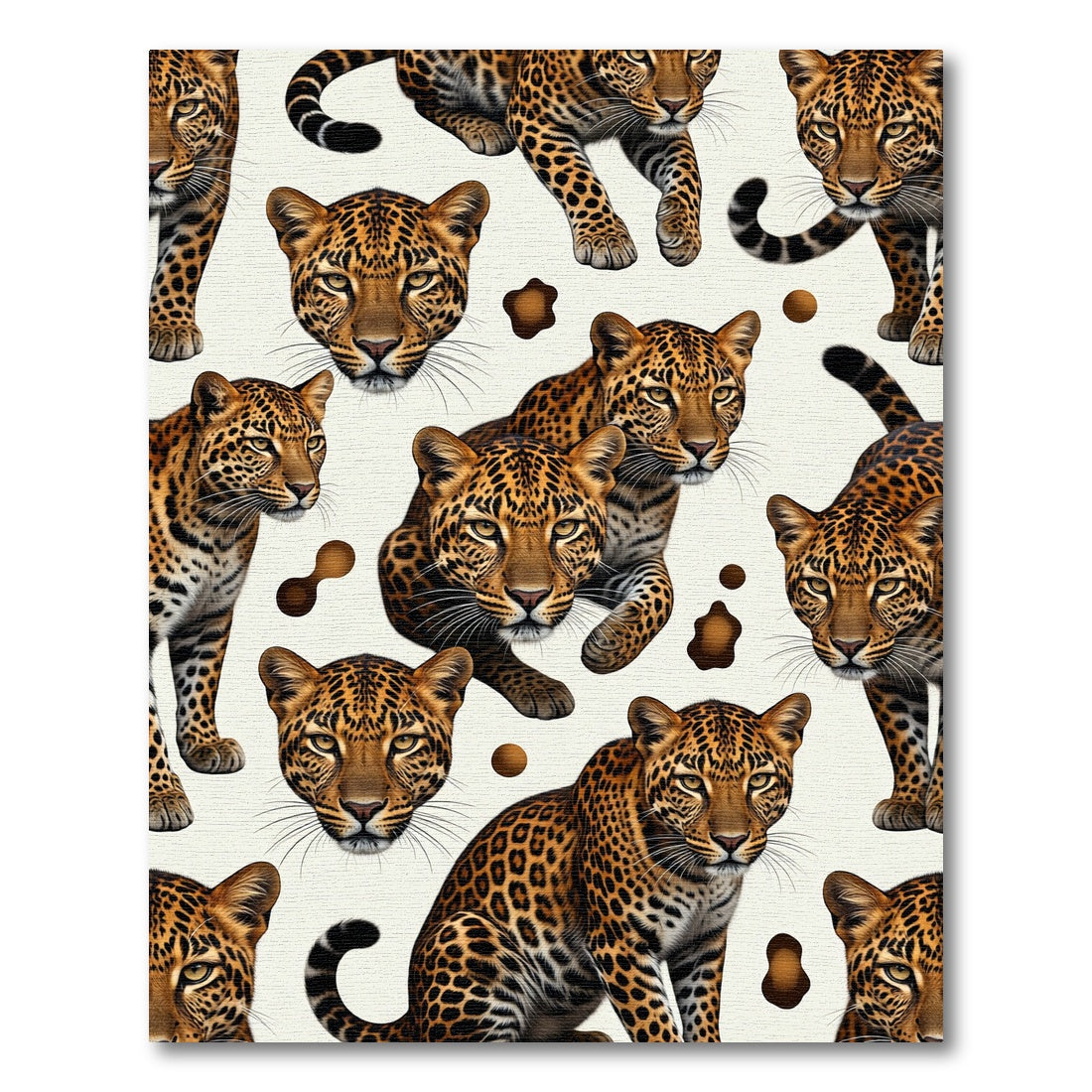 Wild Leopard Spots Cream Decorative Tile Rug