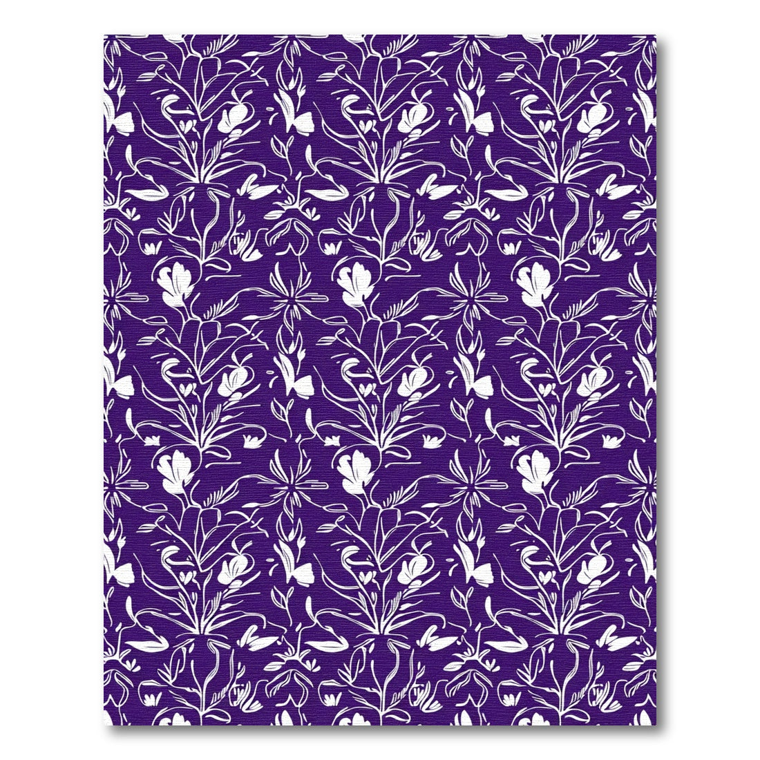 White Floral Vine Damask Rug