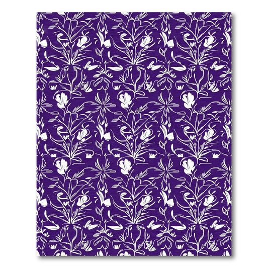 White Floral Vine Damask Rug