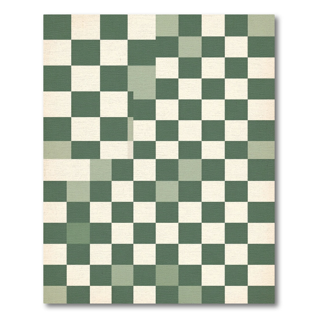 Sage and Cream Checkerboard Grid Rug