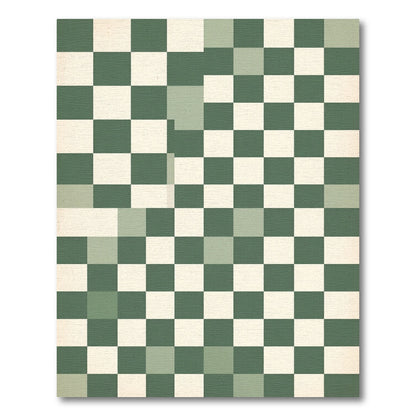 Sage and Cream Checkerboard Grid Rug