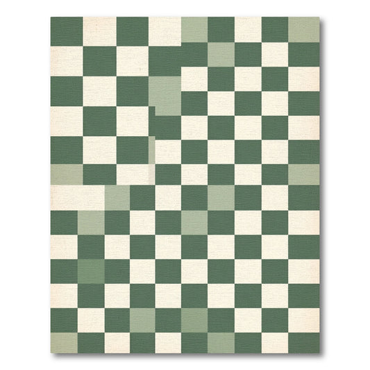 Sage and Cream Checkerboard Grid Rug