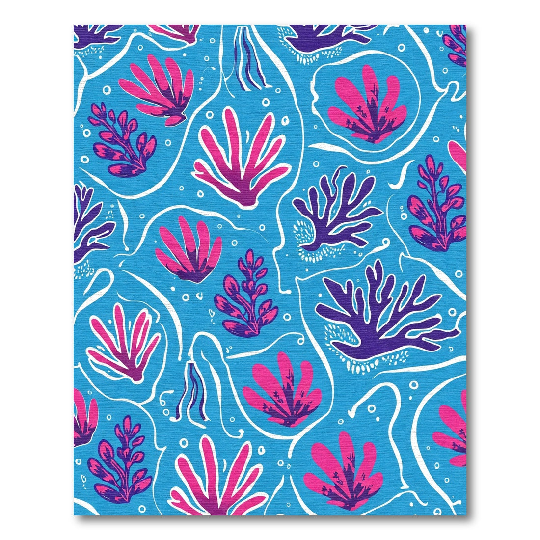 Vibrant Coral Pink Purple Sea Life Rug