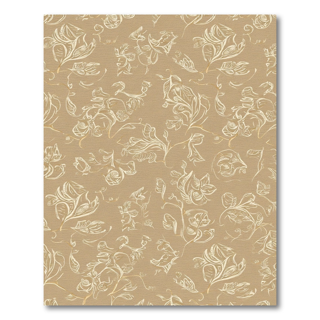 Tan Floral Sketch Overlay Rug