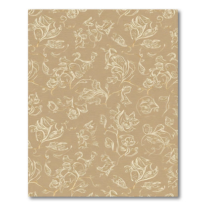 Tan Floral Sketch Overlay Rug