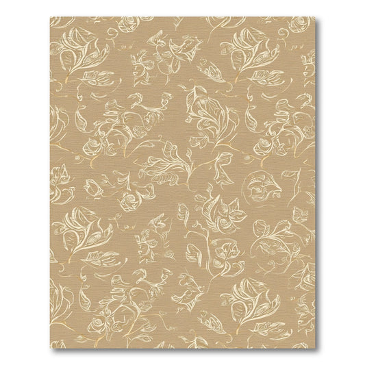 Tan Floral Sketch Overlay Rug