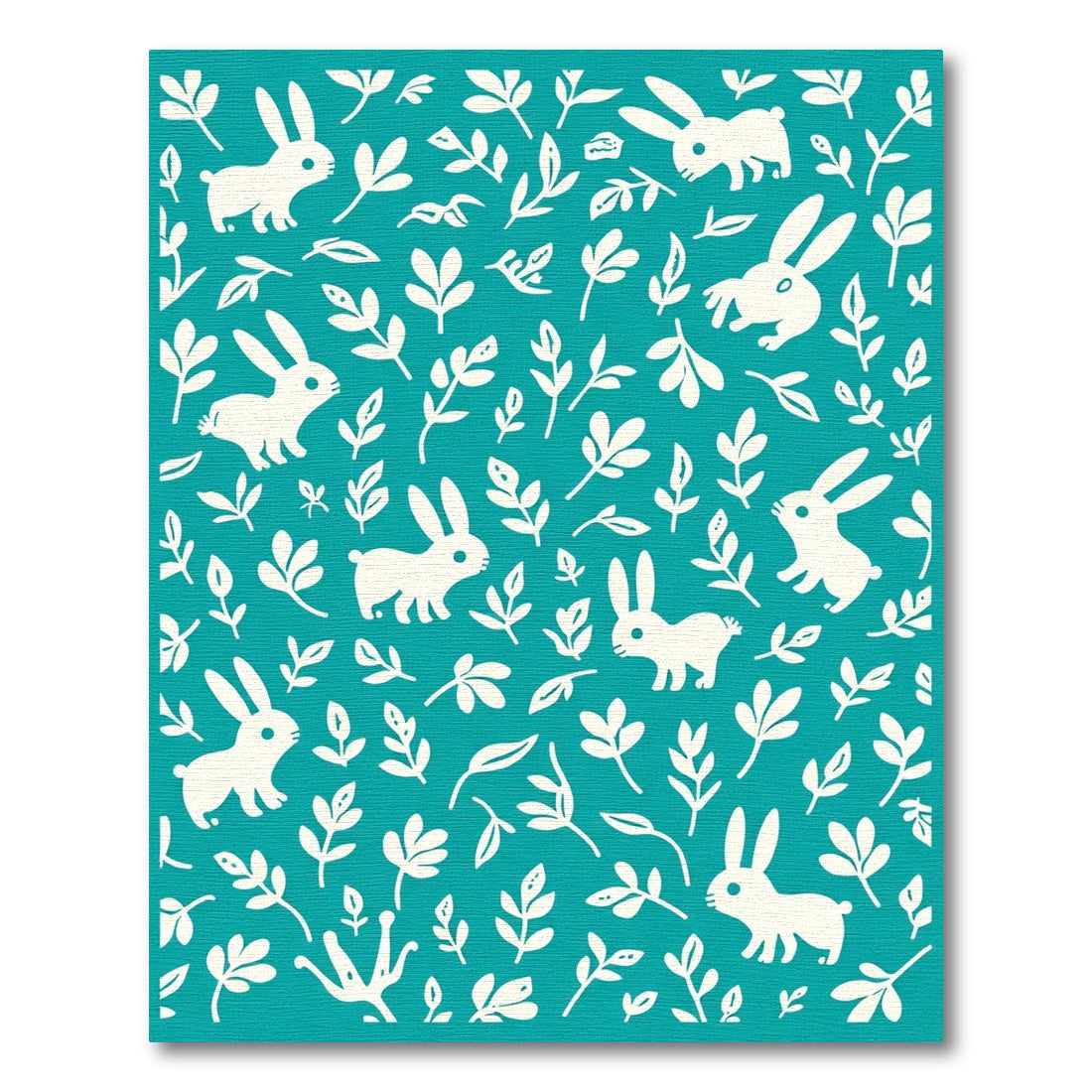 Teal White Bunny Floral Scatter Rug