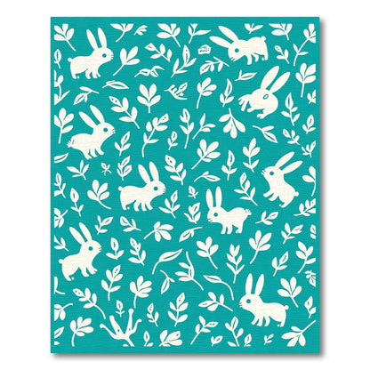 Teal White Bunny Floral Scatter Rug