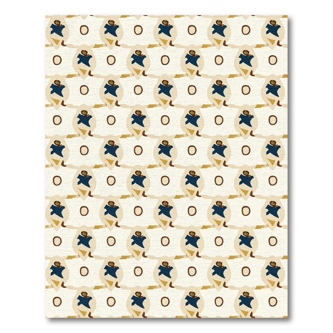 Vintage Cream Navy Abstract Shapes Rug