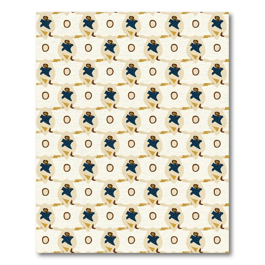 Vintage Cream Navy Abstract Shapes Rug