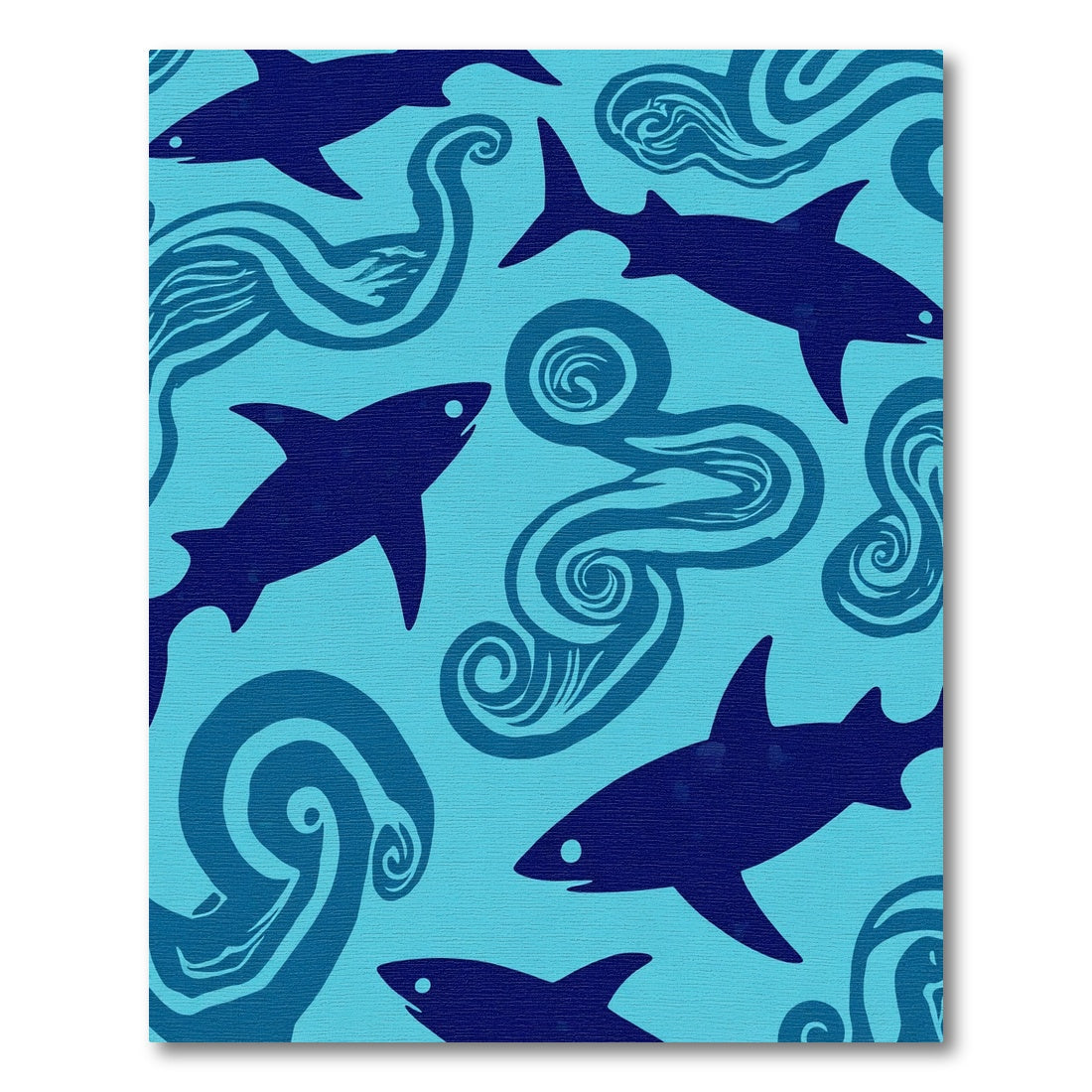 Deep Blue Shark Swirl Ocean Rug