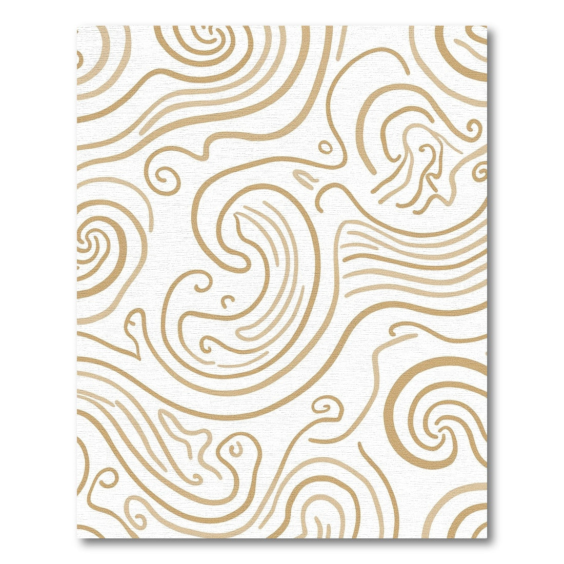Tan Swirl Mid Century Modern Organic Rug