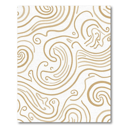 Tan Swirl Mid Century Modern Organic Rug