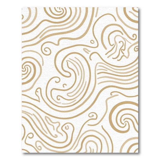 Tan Swirl Mid Century Modern Organic Rug