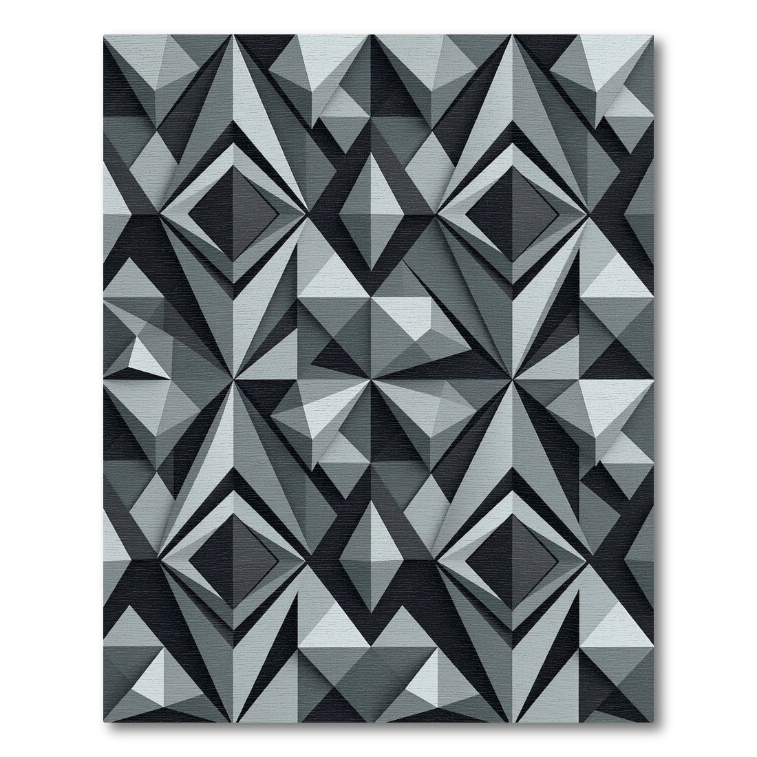 Modern Monochrome Geometric Diamond Sculpture Rug